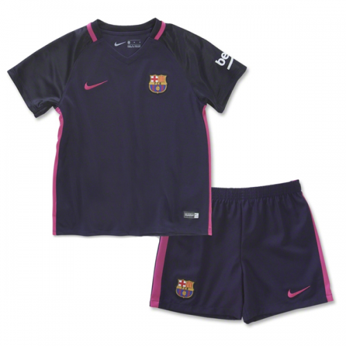 Kids Barcelona 2016-17 Away Soccer Shirt With Shorts